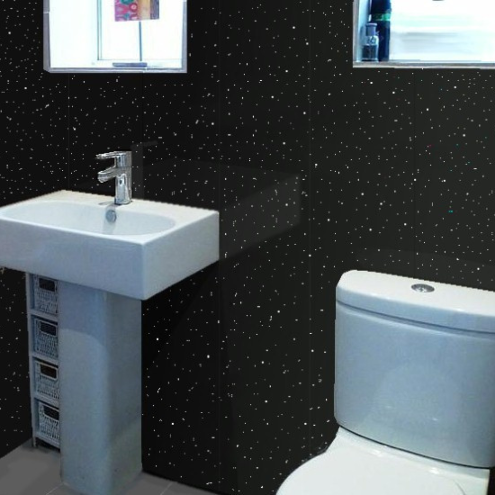 Black Sparkle Silver 2 Strip wet wall panels 5mm