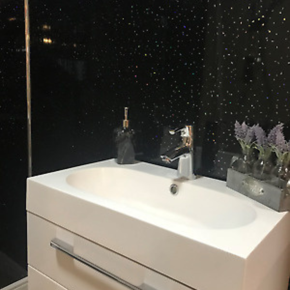 Black Sparkle Silver 2 Strip wet wall panels