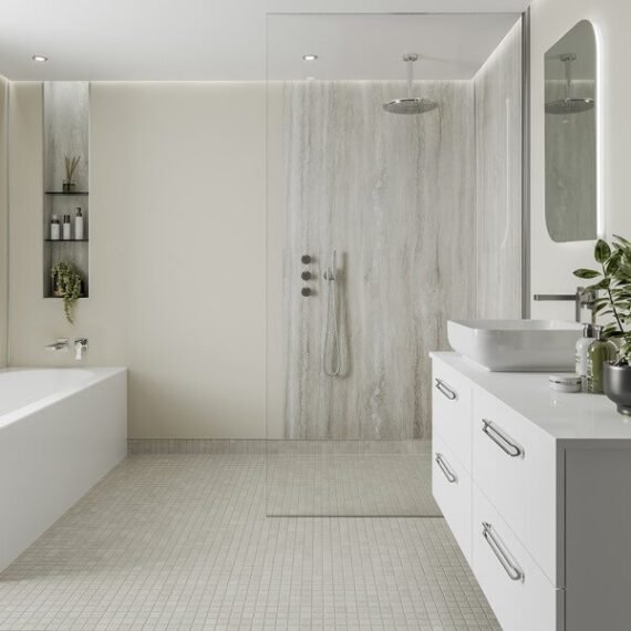 Silver Travertine Matt Panels